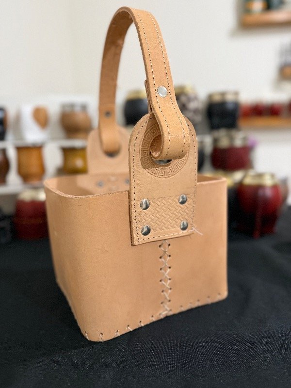 Producto - Canasto de cuero CRUDO