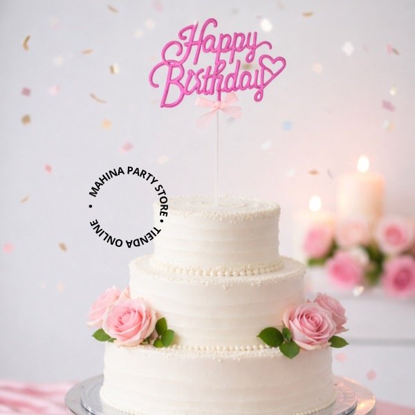 Producto - Topper Happy Birthday y Fucsia
