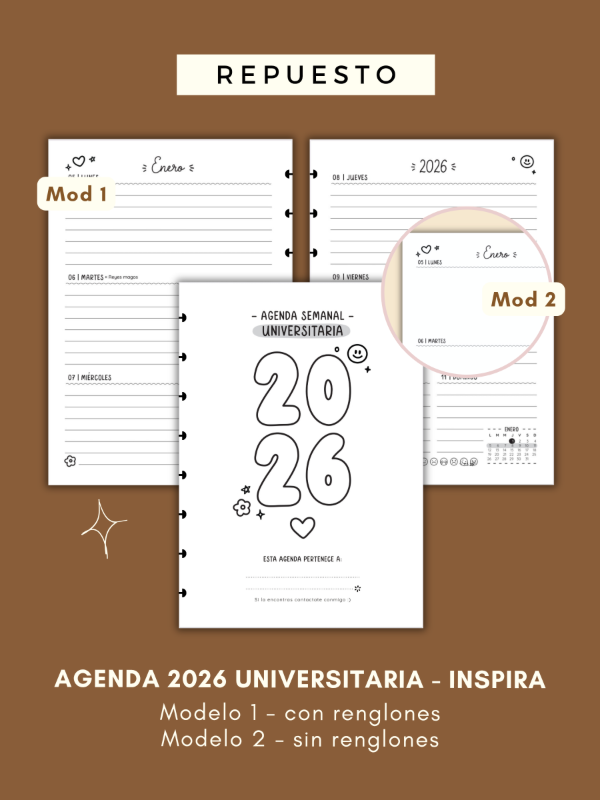 Producto - Agenda 2026 Universitaria - Inspira - repuesto