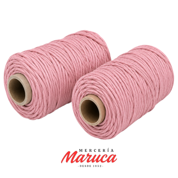Producto - Hilo de algodón para macramé de 3mm aprox, color "premium" rosa nude.
