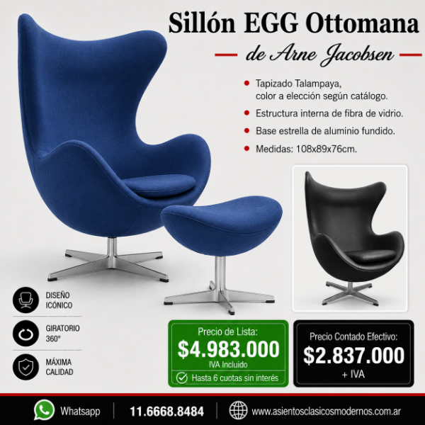Producto - Sillón Poltrona EGG+OTTOMAN de Arne Jacobsen!!