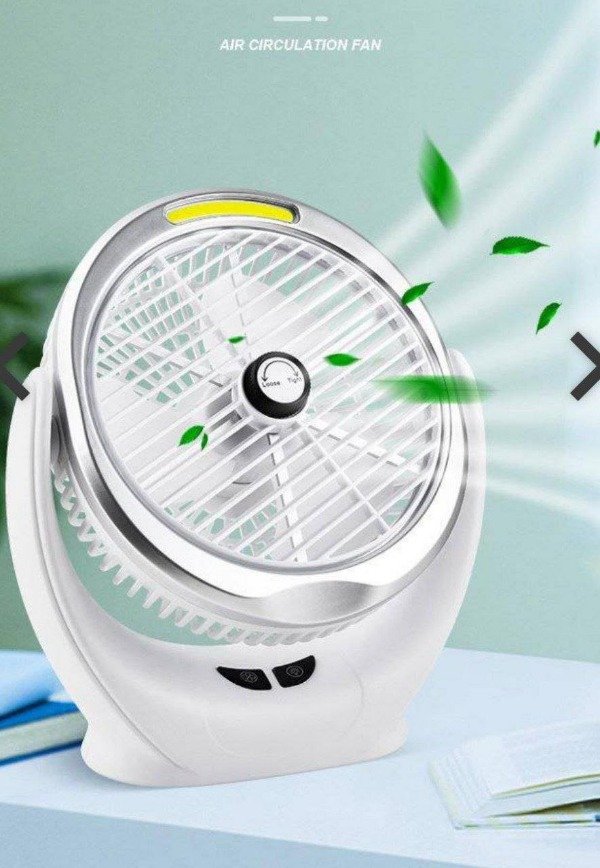 Producto - Ventilador Portatil Recargable Con Luz De Emergencia 18x16cm