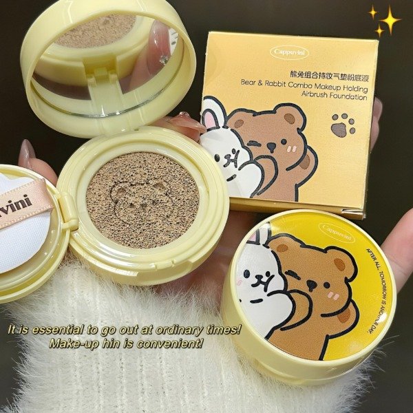 Producto - Mini base cushion Cappuvini "Bear y Rabbit Combo Holding Airbrush Foundation"