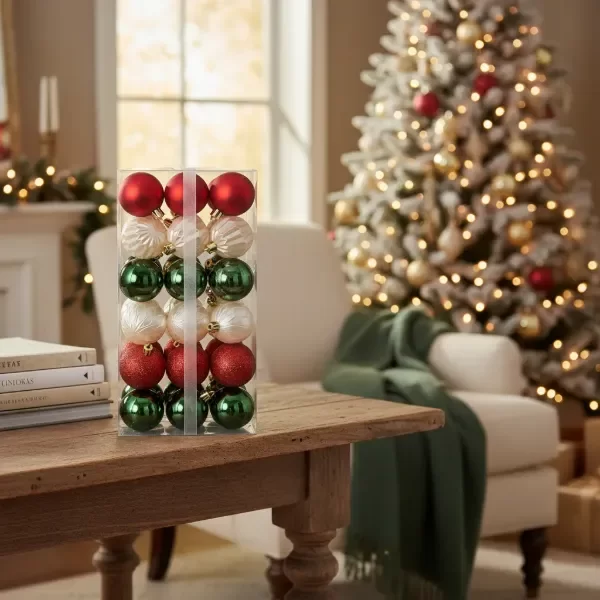 Producto - Set x36 esferas de navidad - VERDE ROJO