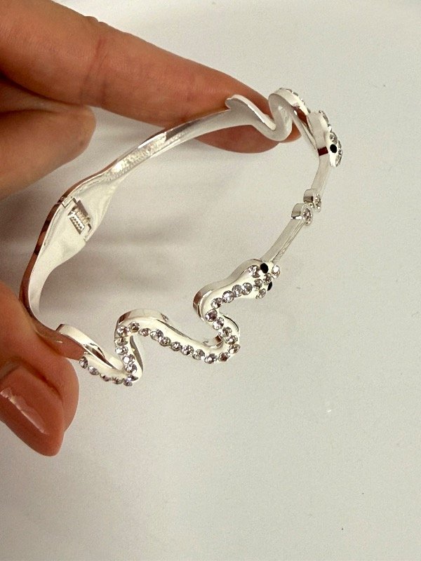 Producto - PB1274 Pulsera semiesclava snake con strass acero blanco