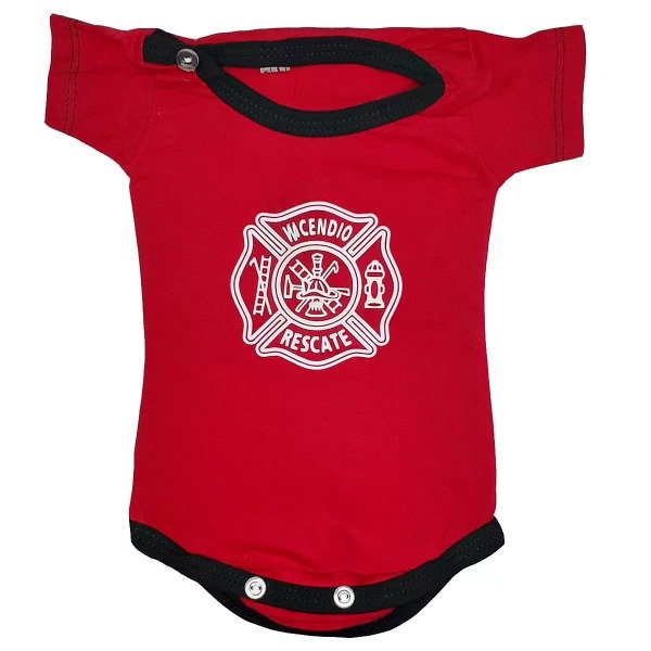 Producto - Body para Bebé Cruz Malta Bombero Manga Corta Rojo