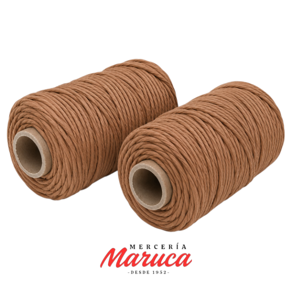 Producto - Hilo de algodón para macramé de 3mm aprox, color "premium" Camel.