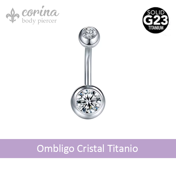 Producto - Ombligo Cristal Doble Titanio