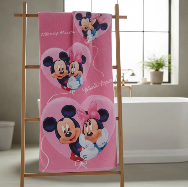 Producto - Toallón Playero Infantil Disney de Algodón "Mickey y Minnie"