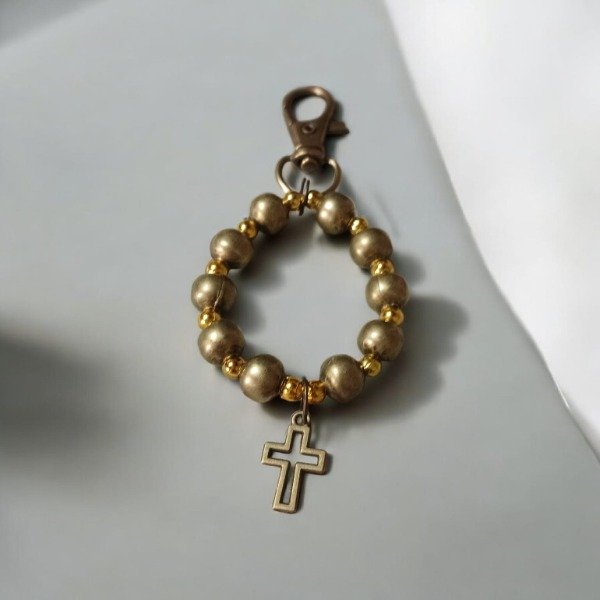 Producto - Decenario con mosquetón ocre y bronce