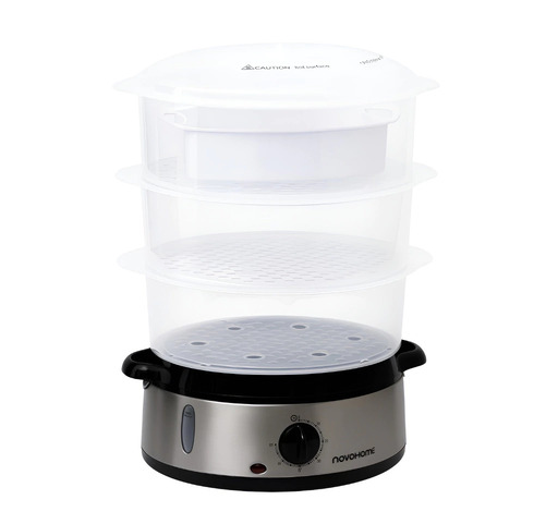 Producto - Vaporera -3 recipientes -9 ltrs -800 W -temporizador -Novohome (NH-VP300) - 2