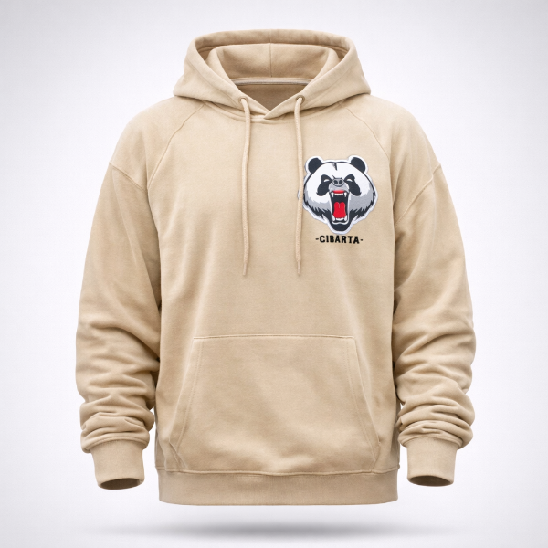 Producto - Canguro PANDA Cibarta  BEIGE algodon Rustico logo pecho