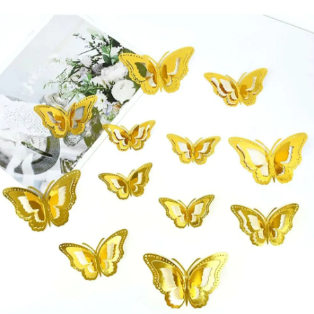 Producto - 54 Mariposas Para Torta Topper Rosa Gold Plata Decoracion