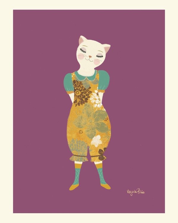 Producto - Lámina "gata vestida violeta"