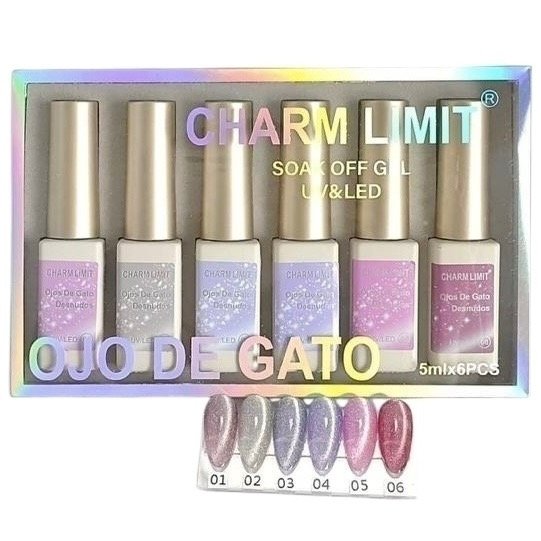 Producto - Esmaltes ojo de gato Charm Limit Desnudos 6u