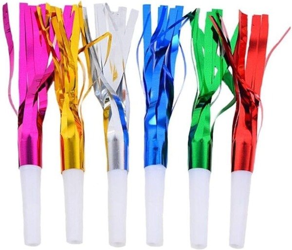 Producto - Corneta con flecos metalizada x 6 un
