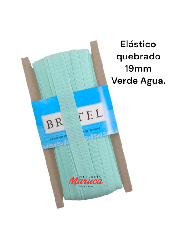 Producto - Elástico Quebrado Común 19mm Verde Agua Brotel 400387.