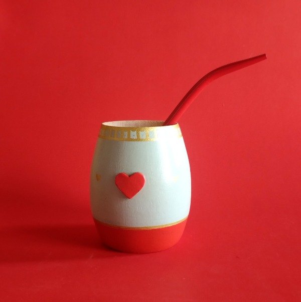 Producto - Corazón rojo, aqua y dorado