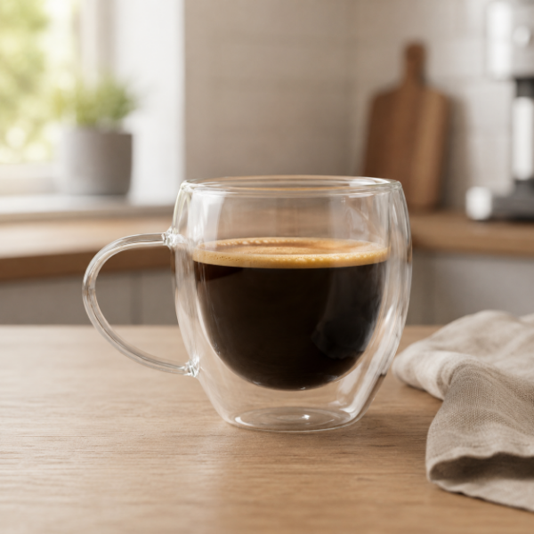 Producto - Taza pocillo doble vidrio con asa 150ml - 2