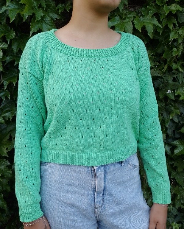 Producto - Sweater hilo Crop Verde (talle M)