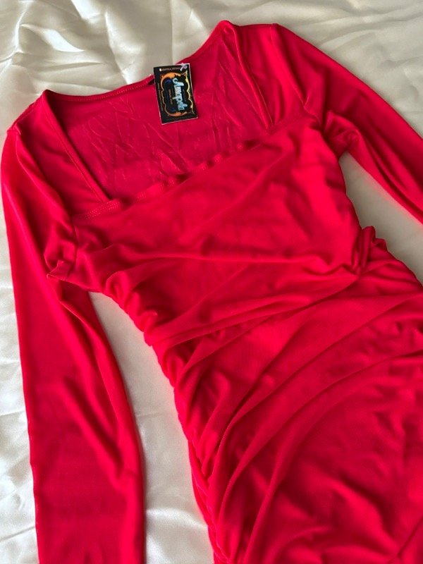Producto - Vestido rojo fruncido - 1