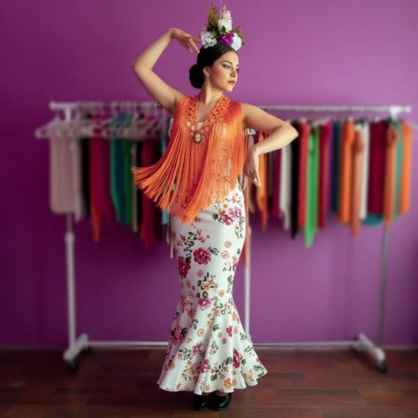 Producto - Tira De Flecos De Seda Para Escote Zig Zag Naranja