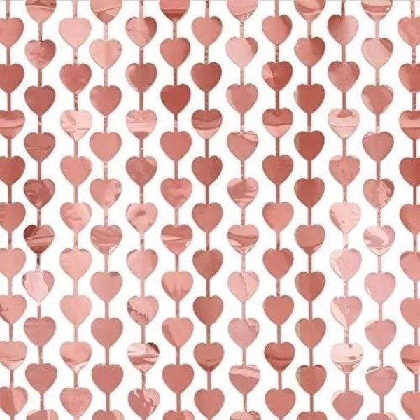 Producto - Cortina metalizada corazones rosa gold