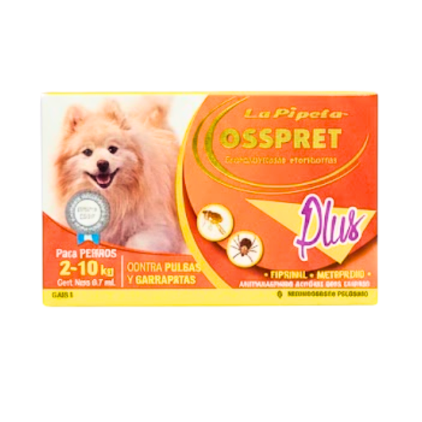 Producto - Osspret Pipeta Plus (fipronil + metopreno) Numero 1 2 a 10 kg 7798340526337