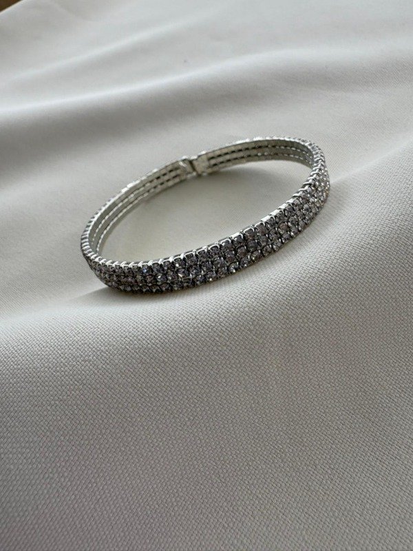 Producto - Pulsera strass plateada