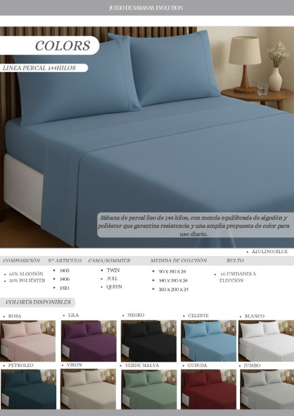 Producto - Sábanas 144 hilos Evolution Colors