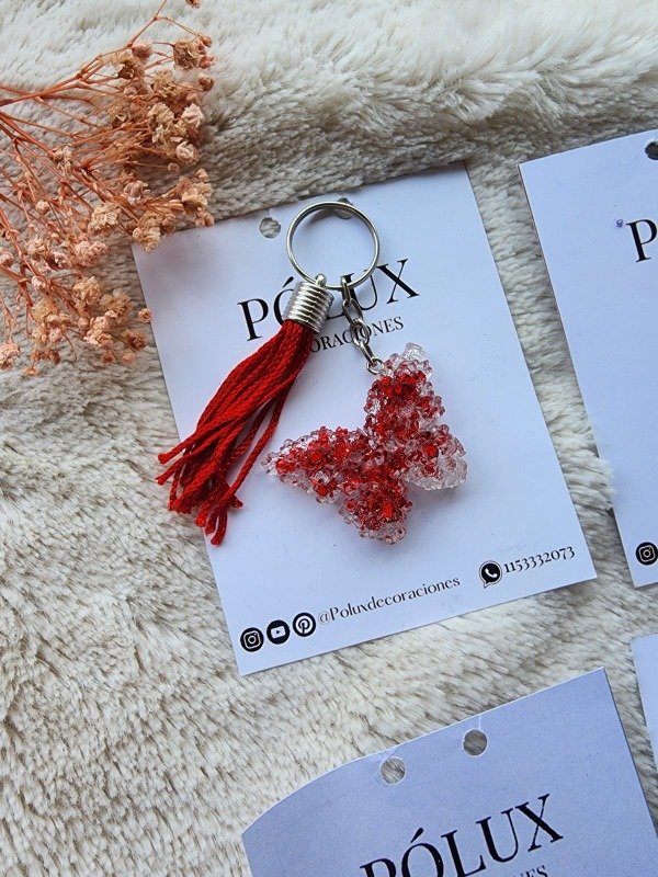 Producto - Llavero mariposa - Texturizada color rojo