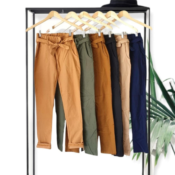 Pantalón de Bengalina elastizada con Lazo - Cinco Lunas