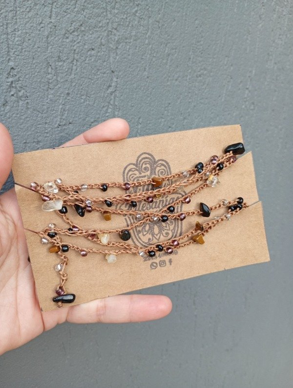 Producto - COLLARES mil vueltas hilo marron - 1