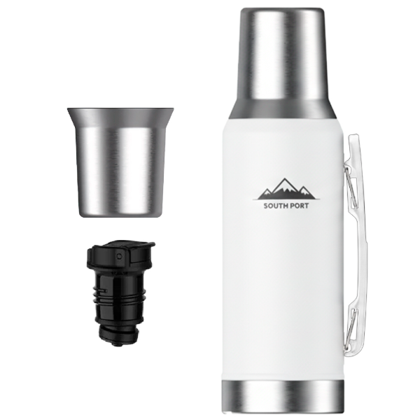 Producto - Termo Acero Inoxidable -1.2 Litros -Manija -pico cebador -white -South Port by G