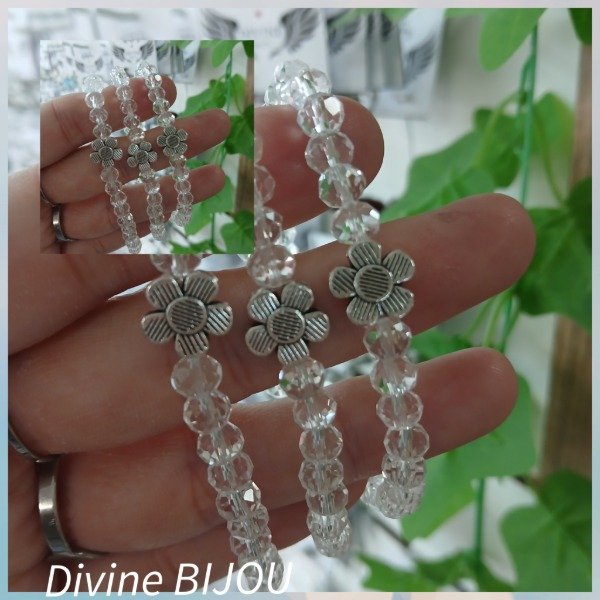 Producto - Pulsera elástica flor cristales
