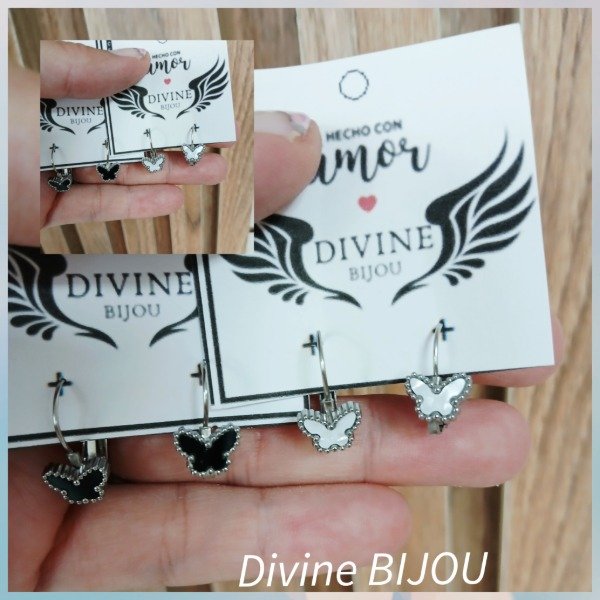 Producto - Argollas Mariposas color acero