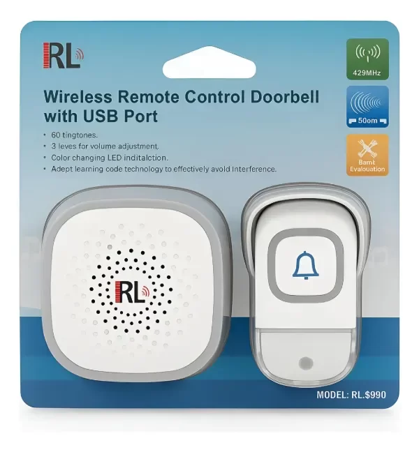 Producto - Timbre Inalambrico Usb Largo Alcance Con Indicador Led RL-5990 USB