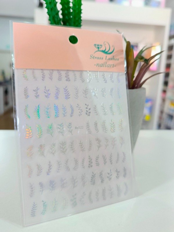Producto - Stickers Strass Lashes Hojas plateadas