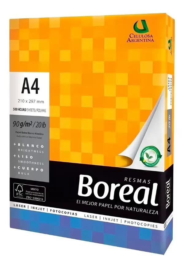 Producto - Resma Papel Obra A4 90g Boreal 500 Hojas Blanco