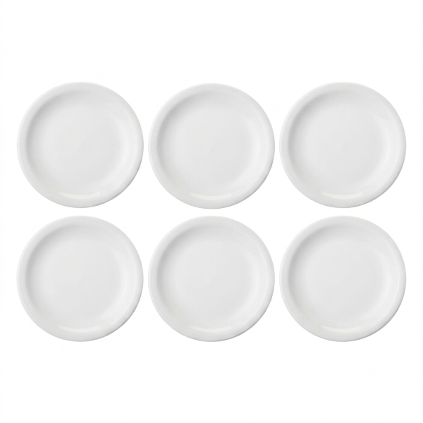Producto - SET 6 PLATOS DE PORCELANA PLAYOS RICONY GRUESOS PRIMERA CALIDAD 25CM - 0