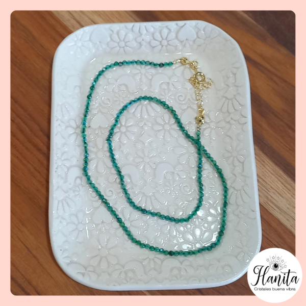 Producto - Gargantilla ágata verde oscuro oro laminado