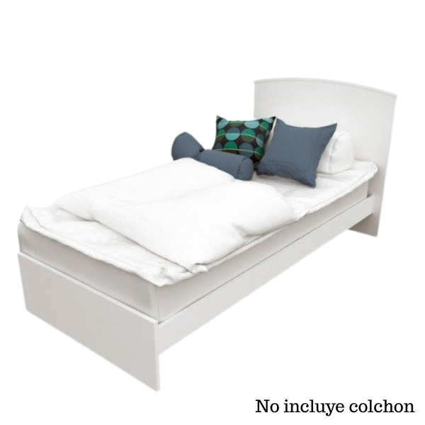 Producto - Cama 1 Plaza Blanca Fiona