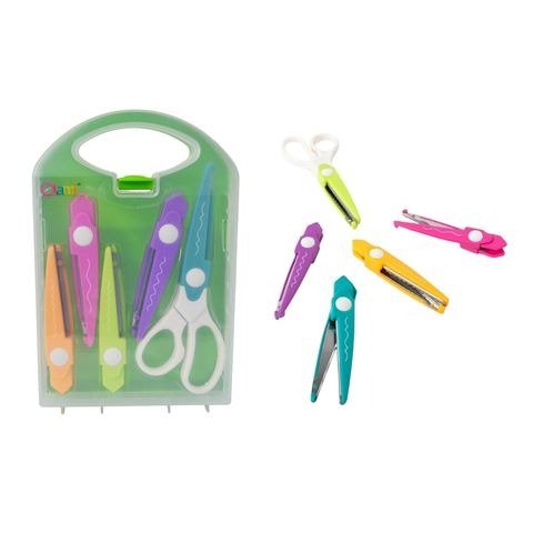 Producto - SET DE TIJERA CON FORMAS INTERCAMBIABLES 5 EN 1 16CM EN VALIJA 14X21CM OLAMI