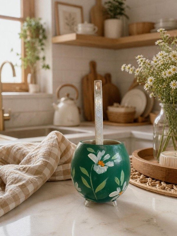 Producto - Mate bolita con patitas metálicas y bombilla  Campo
