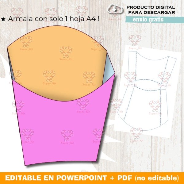 Producto - Plantilla Editable Cajita para Papas Fritas