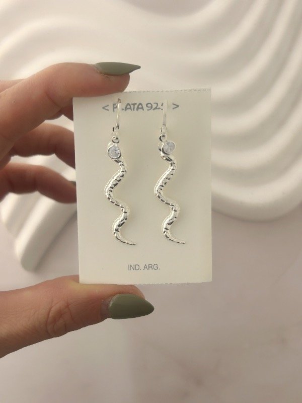 Producto - ARGOLLAS DE PLATA VIBORITAS CON CUBICS 1074