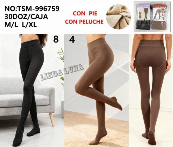 Producto - Calza Efecto Piel Dama Color Piel Y Negra