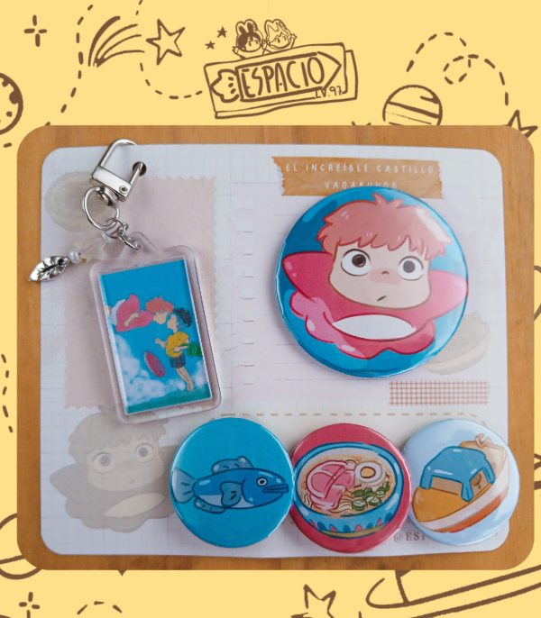 Producto - Llavero + Pines Ponyo // Studio Ghibli