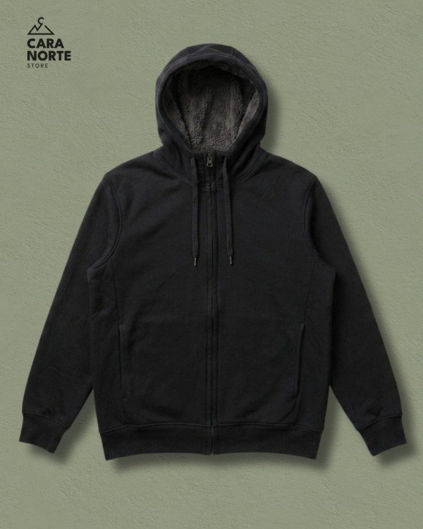 Producto - CAMPERA UNIQLO NEGRA CON INTERIOR DE CORDERITO TALLE L - 0