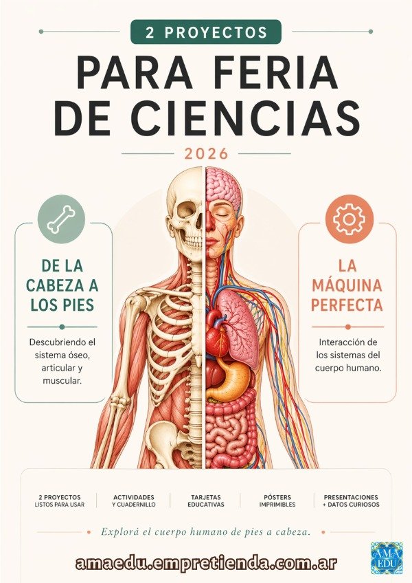 Producto - Feria de Ciencias DE LA CABEZA A LOS PIES (SOAM, Sistemas del cuerpo humano)